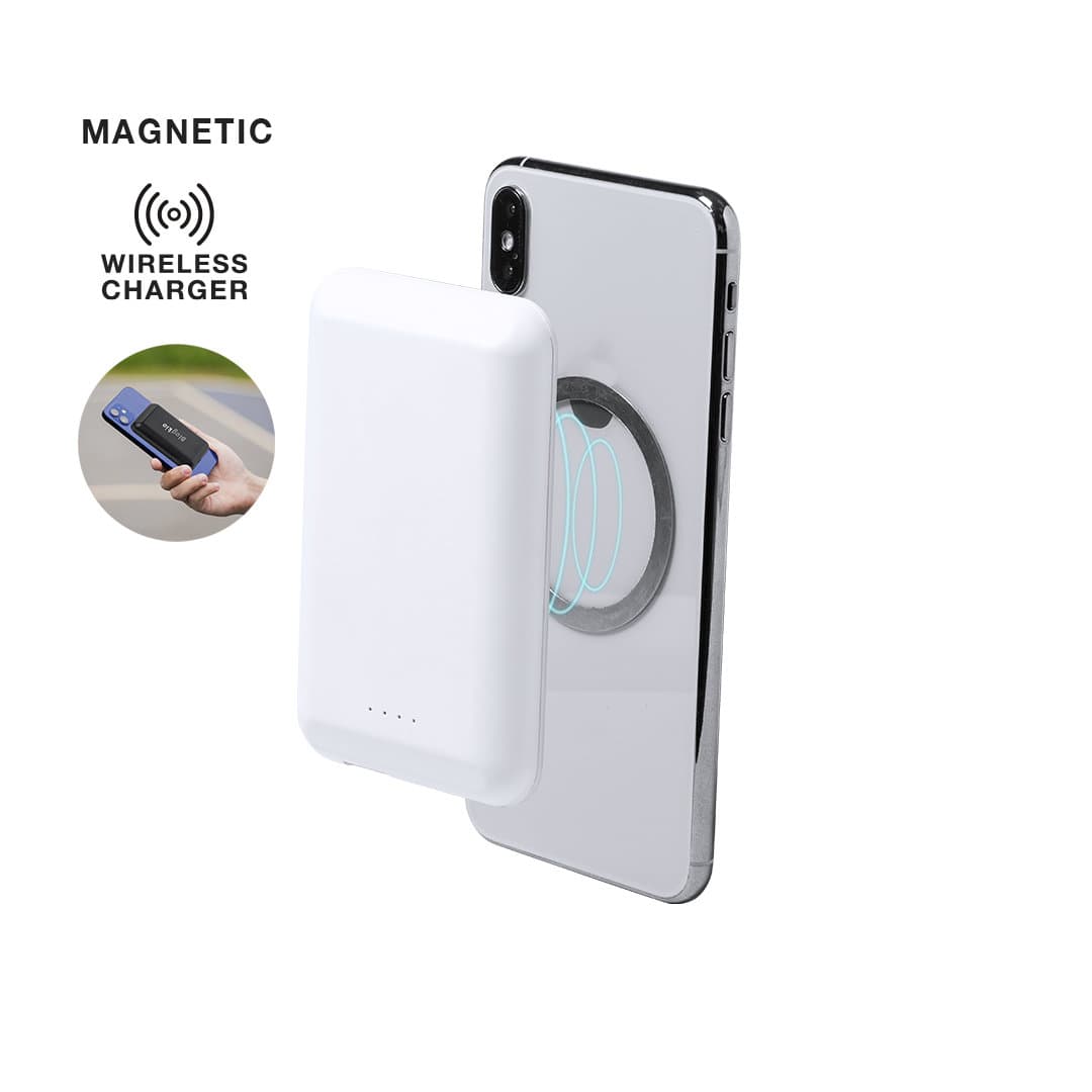 Magnetisk powerbanks med logo 5000 mAh (trådløs)