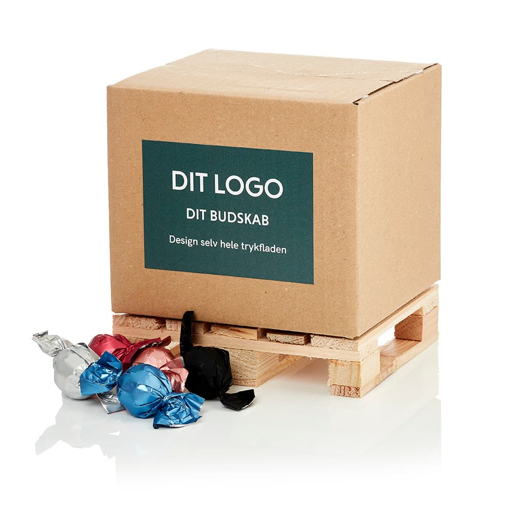Slik på en 1/2 palle med logo