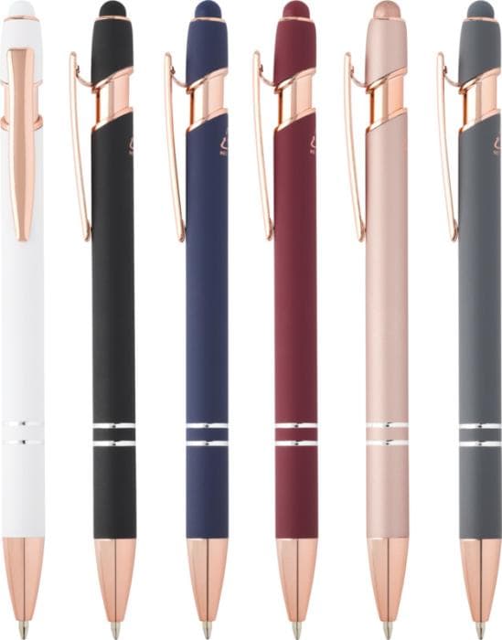 Kuglepenne med logo Stylus/Recycled Alu/Klik